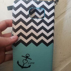 Blue zig zag wallet phone case s8 Samsung phone